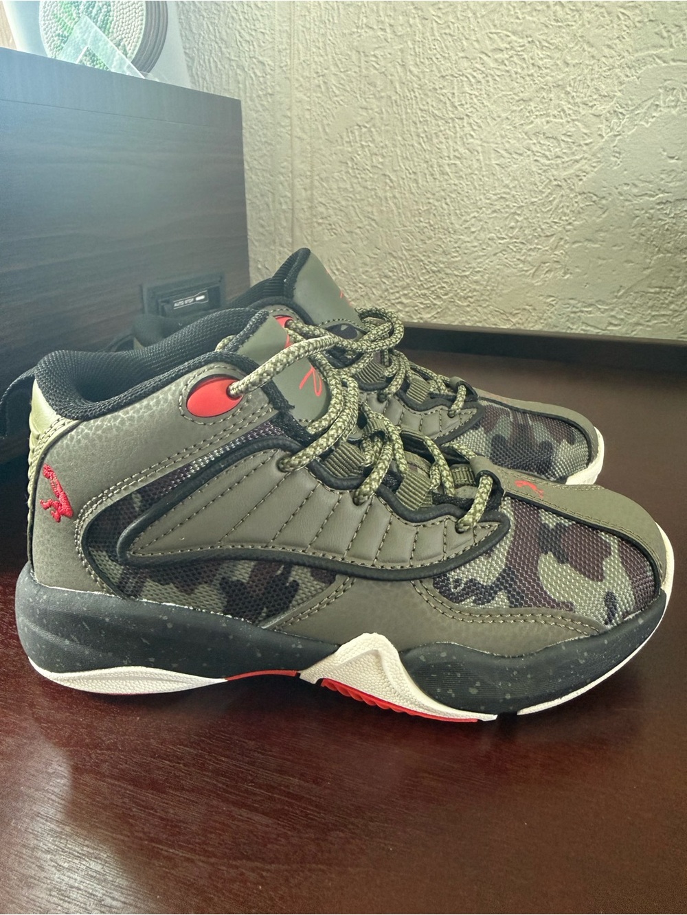 Kids Camo High-Top Sneakers in Olive Green